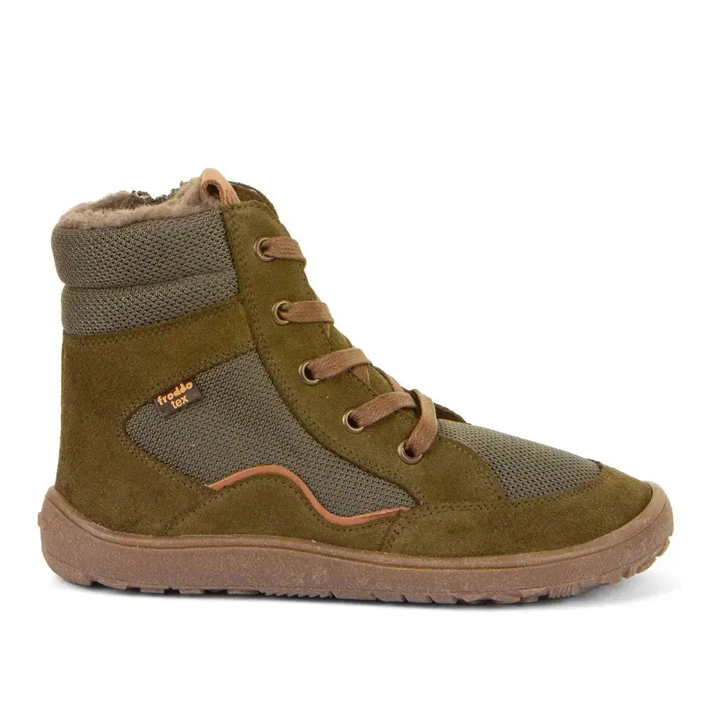 Froddo Barefoot - TEX Wool Grow Olive - Botines Barefoot de Cordones para mujer con Membrana Tex Oliva
