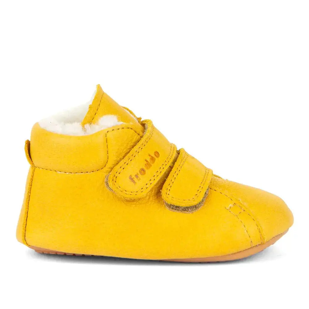 Froddo Prewalkers - Dark Yellow - Botitas respetuosas de primeros pasos amarillas con borreguito