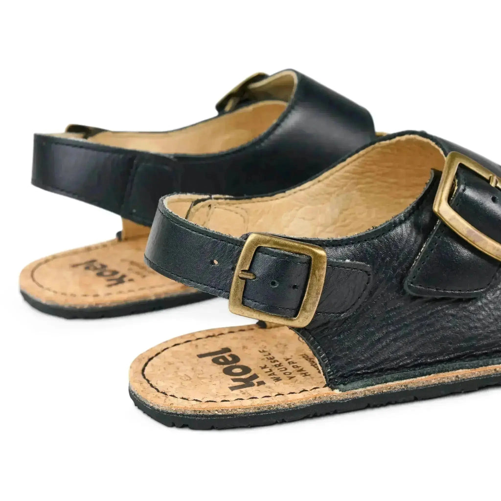 Koel - Ada Black - sandalias barefoot triple hebilla negras para mujer