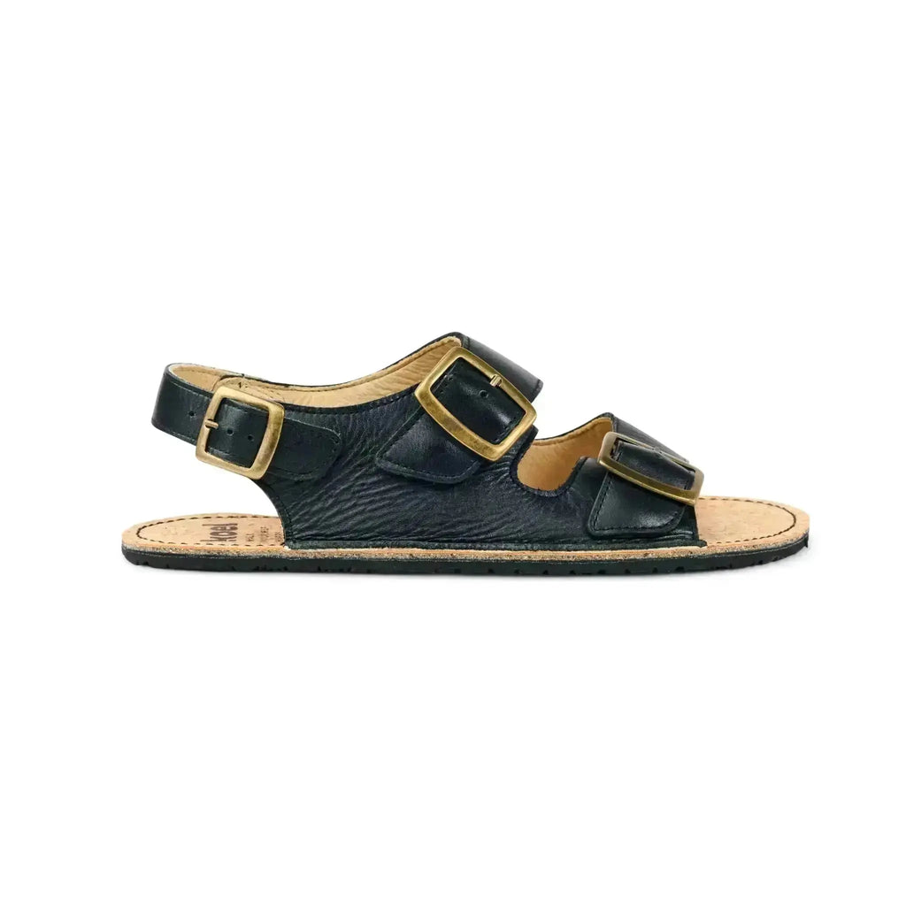 Koel - Ada Black - sandalias barefoot triple hebilla negras para mujer