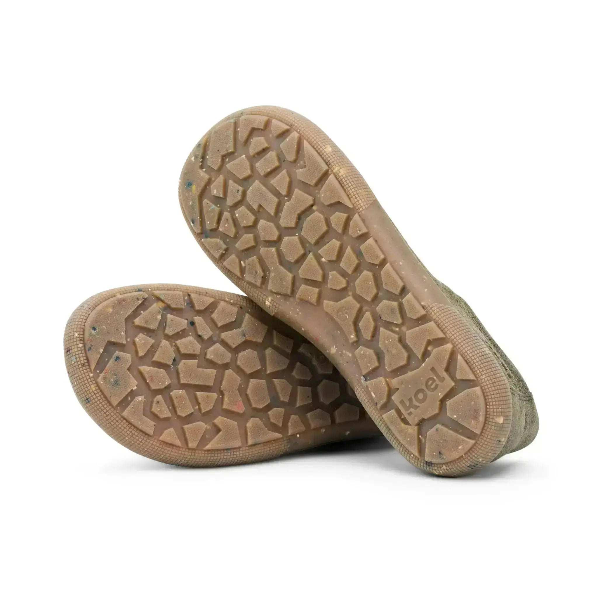 Koel - Fago Suede Olive - Mocassins barefoot "Wallabee"