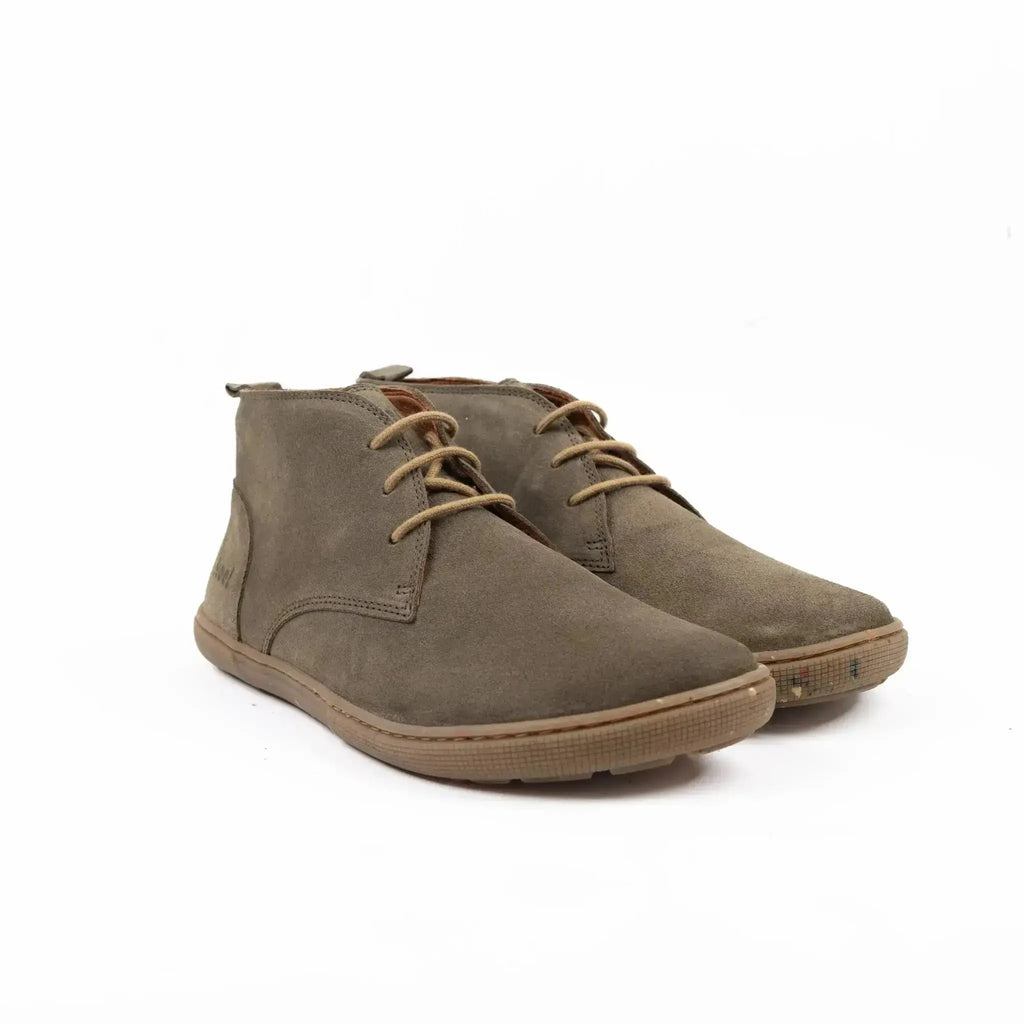 Koel - Fea Suede Eco Olive - Botines barefoot bajos de ante unisex