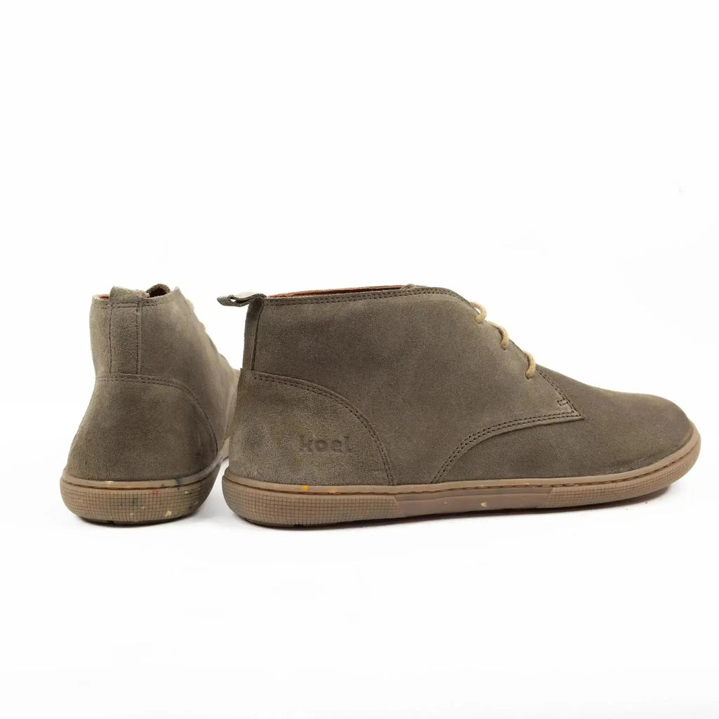 Koel - Fea Suede Eco Olive - Botines barefoot bajos de ante unisex