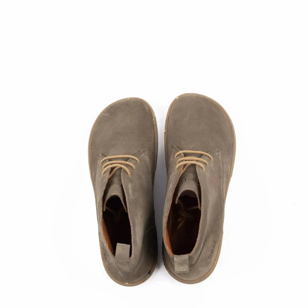 Koel - Fea Suede Eco Olive - Botines barefoot bajos de ante unisex
