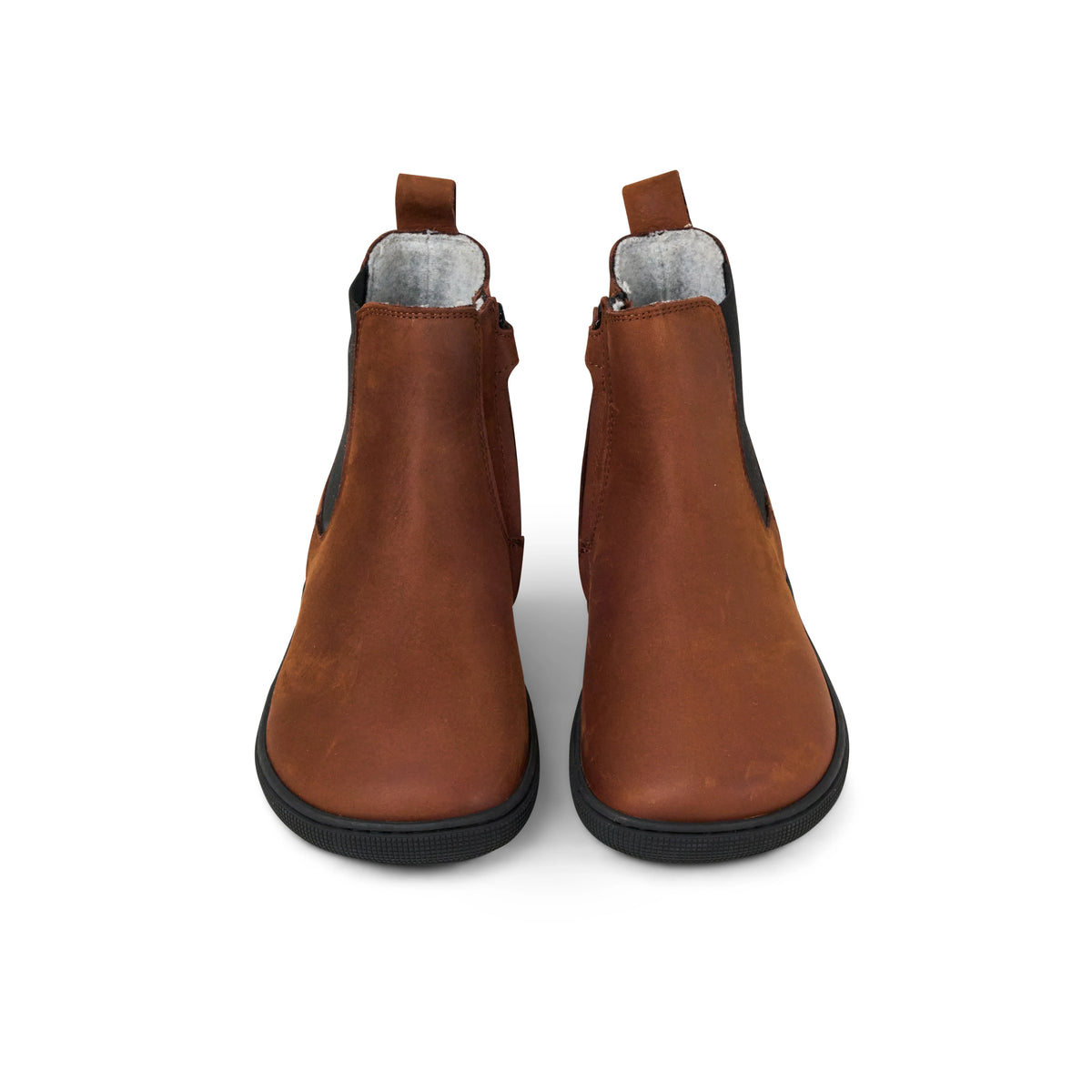 Koel - Merino Chocolate Lines - Unisex barefoot leather chelsea boots with brown lining