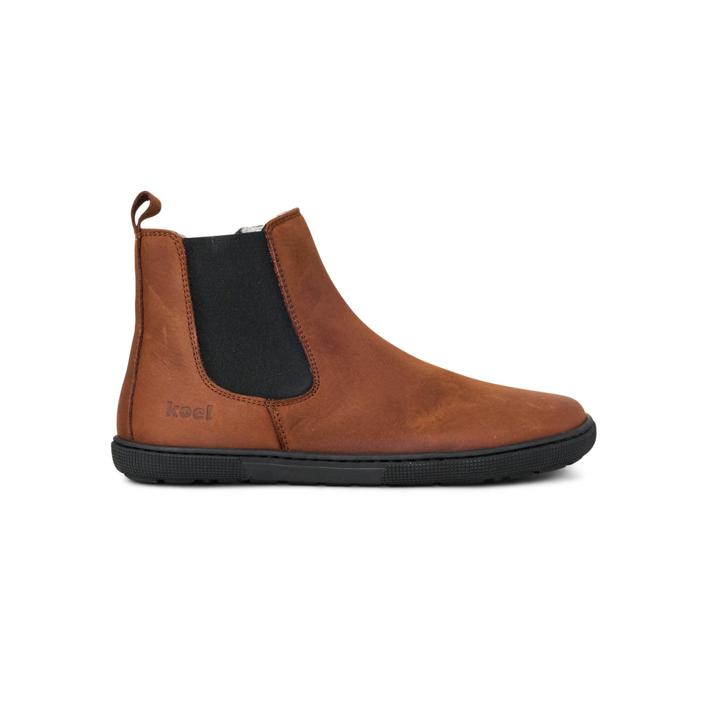 Koel Filas Merino Chocolate - Botines Chelsea barefoot de cuero con forro de lana marrones  Cacles Barefoot