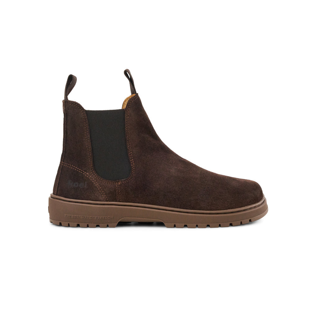 Koel Gavien Suede Chocolate - Dark Brown Unisex Barefoot Chelsea Boots