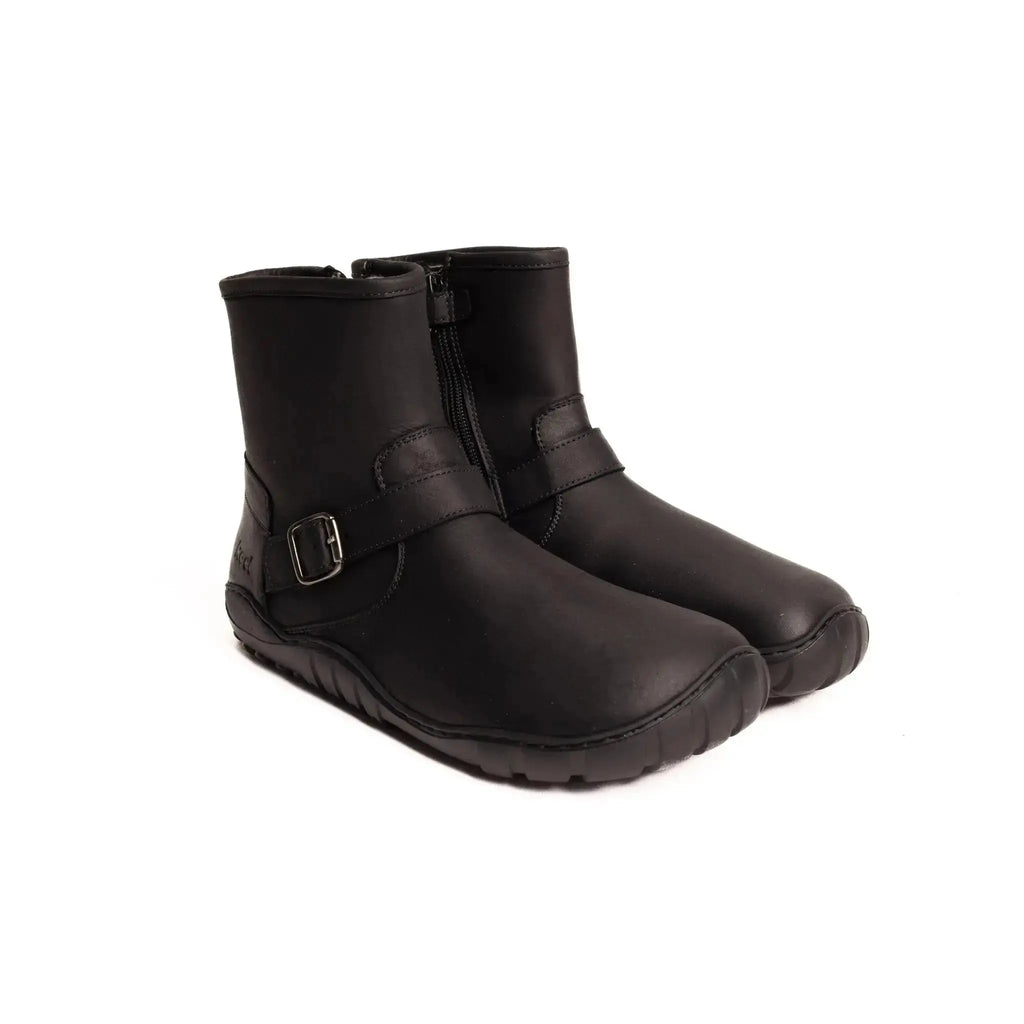 Koel - Lars Hydro Lambswool - Botines barefoot tipo moteros negros para mujer