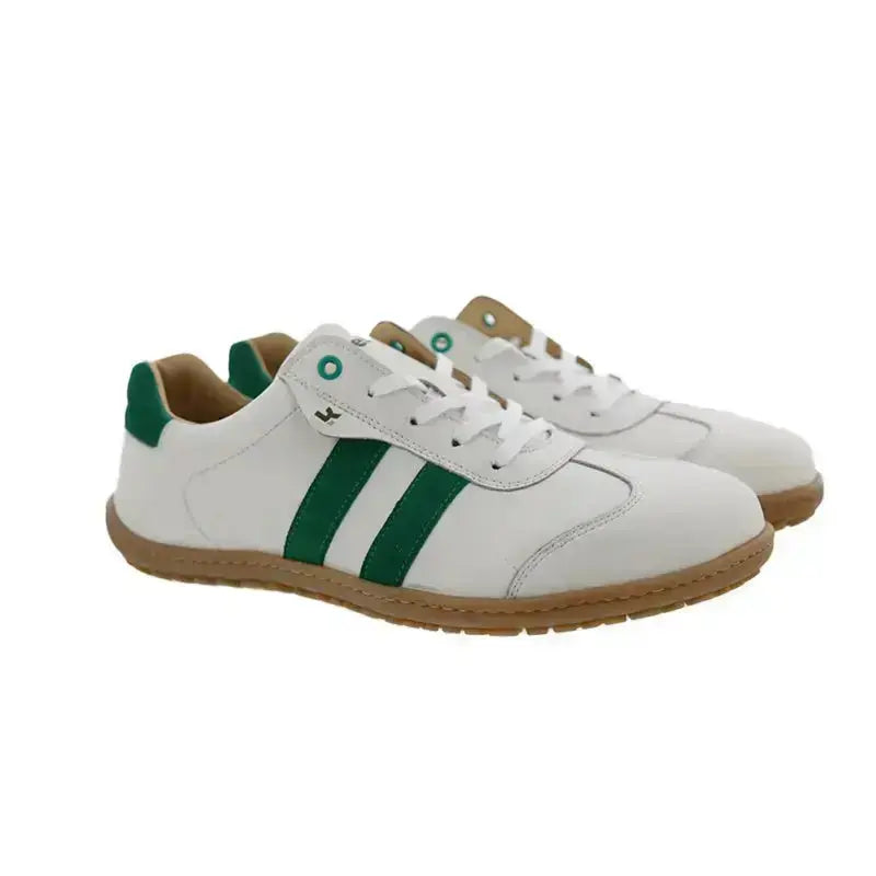 Koel Men - ILO Napa Off White/Green - Zapatillas Barefoot Retro de piel blancas con verde para hombre
