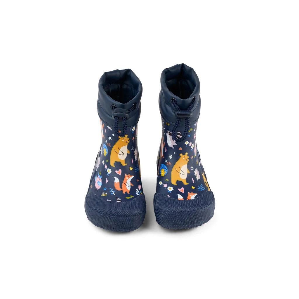 Koel Wibi Bear Blue - botas de agua respetuosas de primeros pasos azules con estampado de ositos  Cacles Barefoot