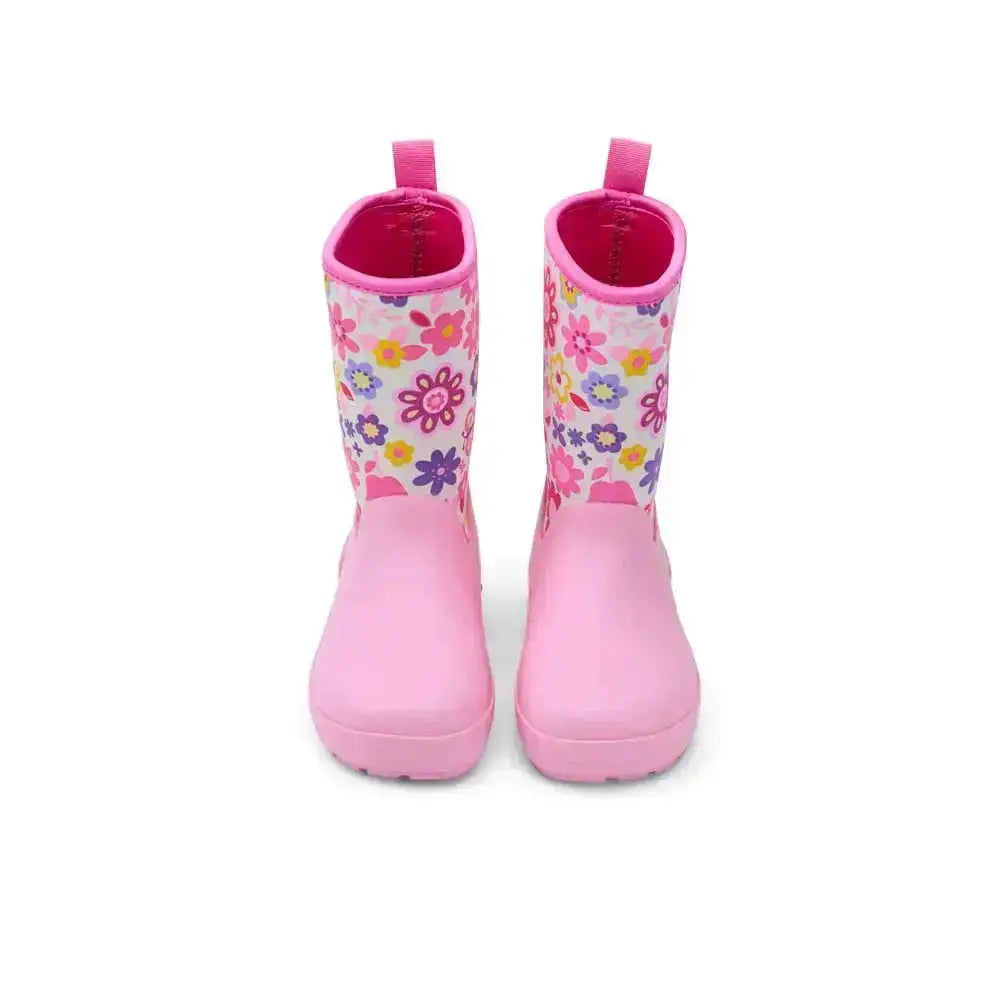 Koel4kids - Neoprene Wellie '25 Fuchsia Flowers - botas de agua barefoot infantiles con neopreno