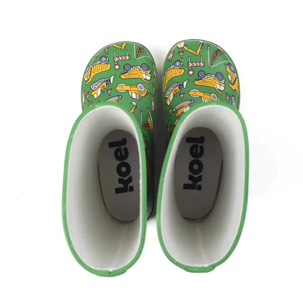 Koel4kids - Wellie Tractor Green - botas de agua barefoot infantiles