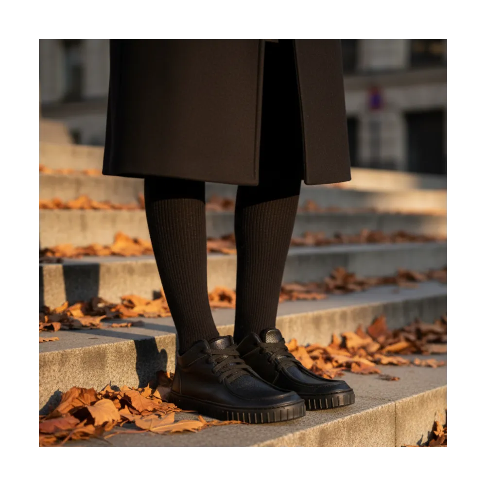 Magical Shoes Monet Black - Botines barefoot calientes estilo mocasín negros-Botines-Magical Shoes-Cacles Barefoot