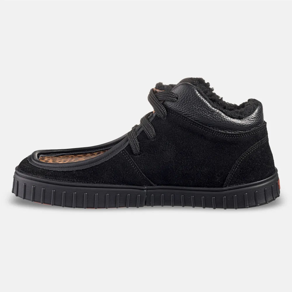 Magical Shoes Monet Leo Suede - Botines barefoot calientes estilo mocasín negro-Botines-Magical Shoes-Cacles Barefoot
