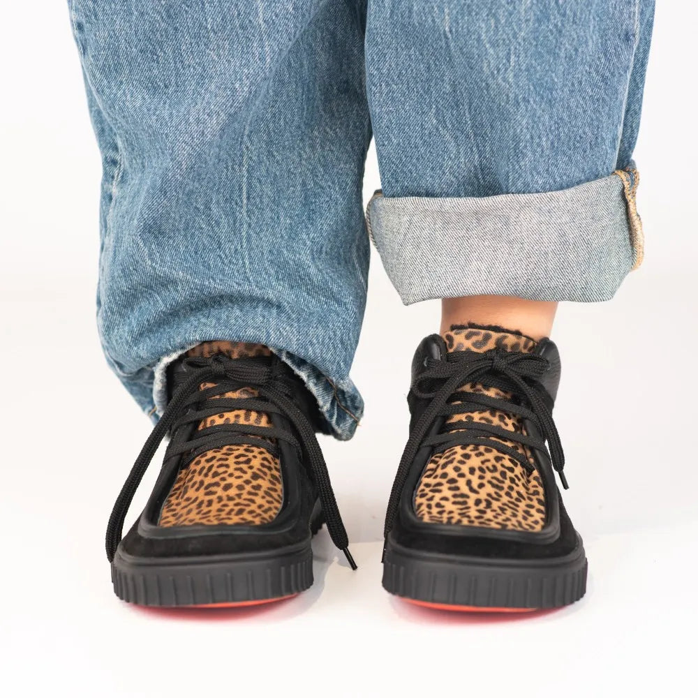 Magical Shoes Monet Leo Suede - Botines barefoot calientes estilo mocasín negro-Botines-Magical Shoes-Cacles Barefoot