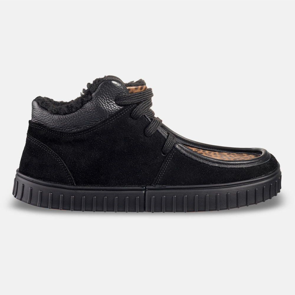 Magical Shoes Monet Leo Suede - Botines barefoot calientes estilo mocasín negro-Botines-Magical Shoes-36-Cacles Barefoot