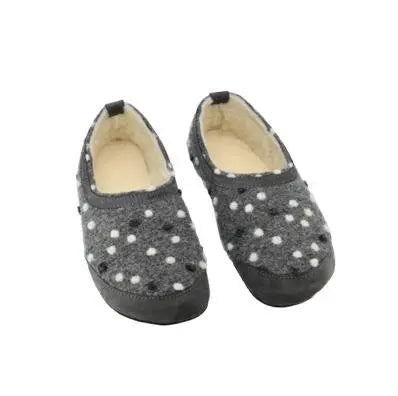 OmaKing - Suus Gris & Pois - chaussons barefoot textile et laine