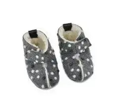 Omaking - Kaku Grey with dots - zapatillas de casa respetuosas infantiles calentitas de lana azules