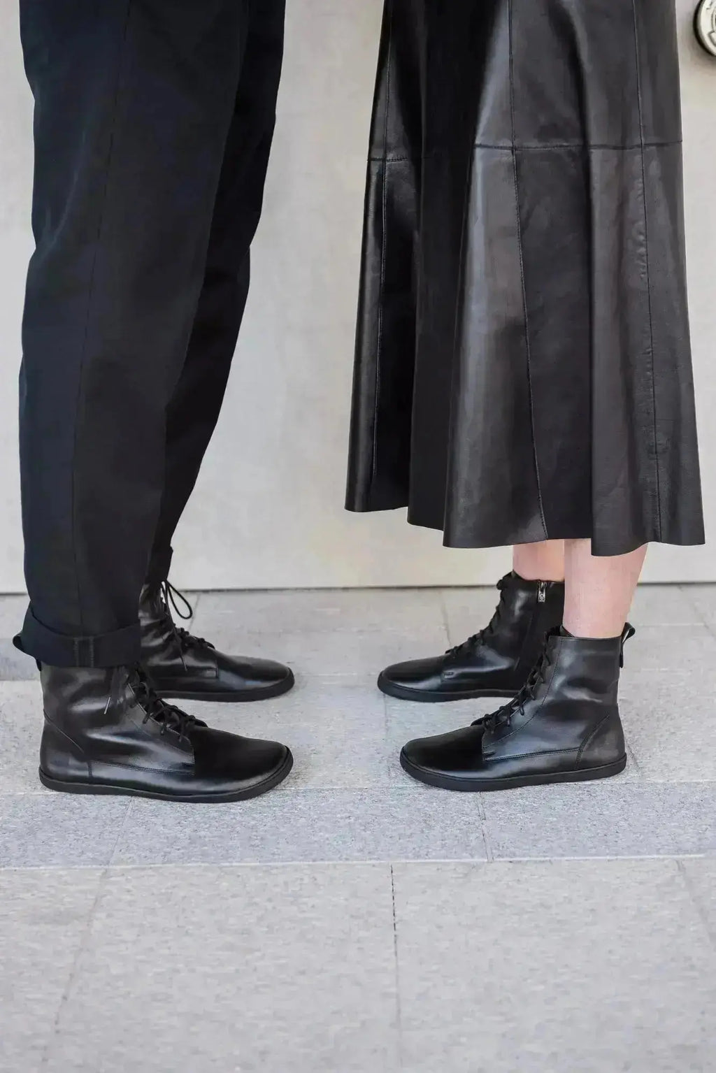 Shapen - Cozy 2.0 Black Smooth Leather - Botas barefoot de invierno