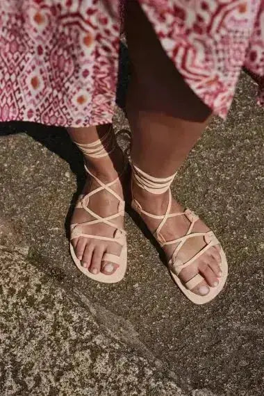 Shapen - Gaia Natural - Sandalias barefoot de tiras nude para mujer