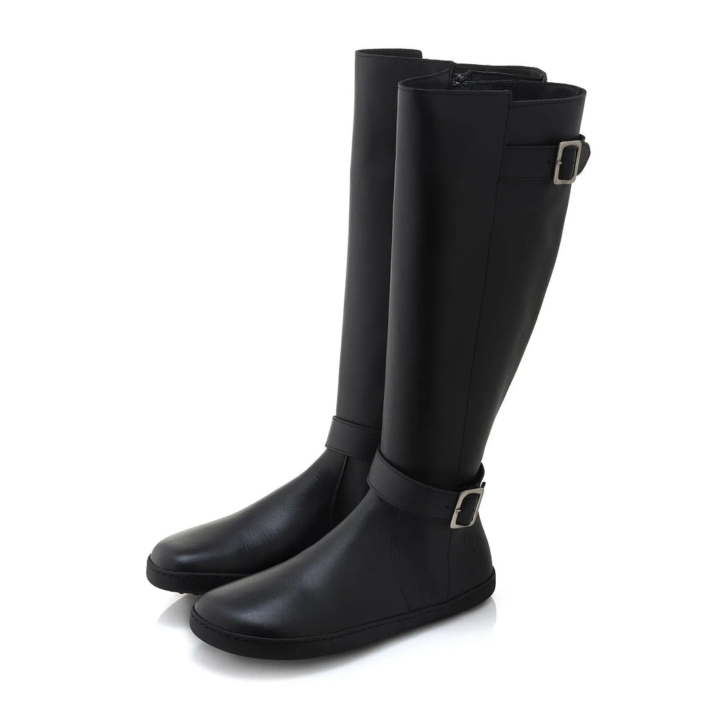 Shapen - Glam Knee Black Leather - Botas altas barefoot