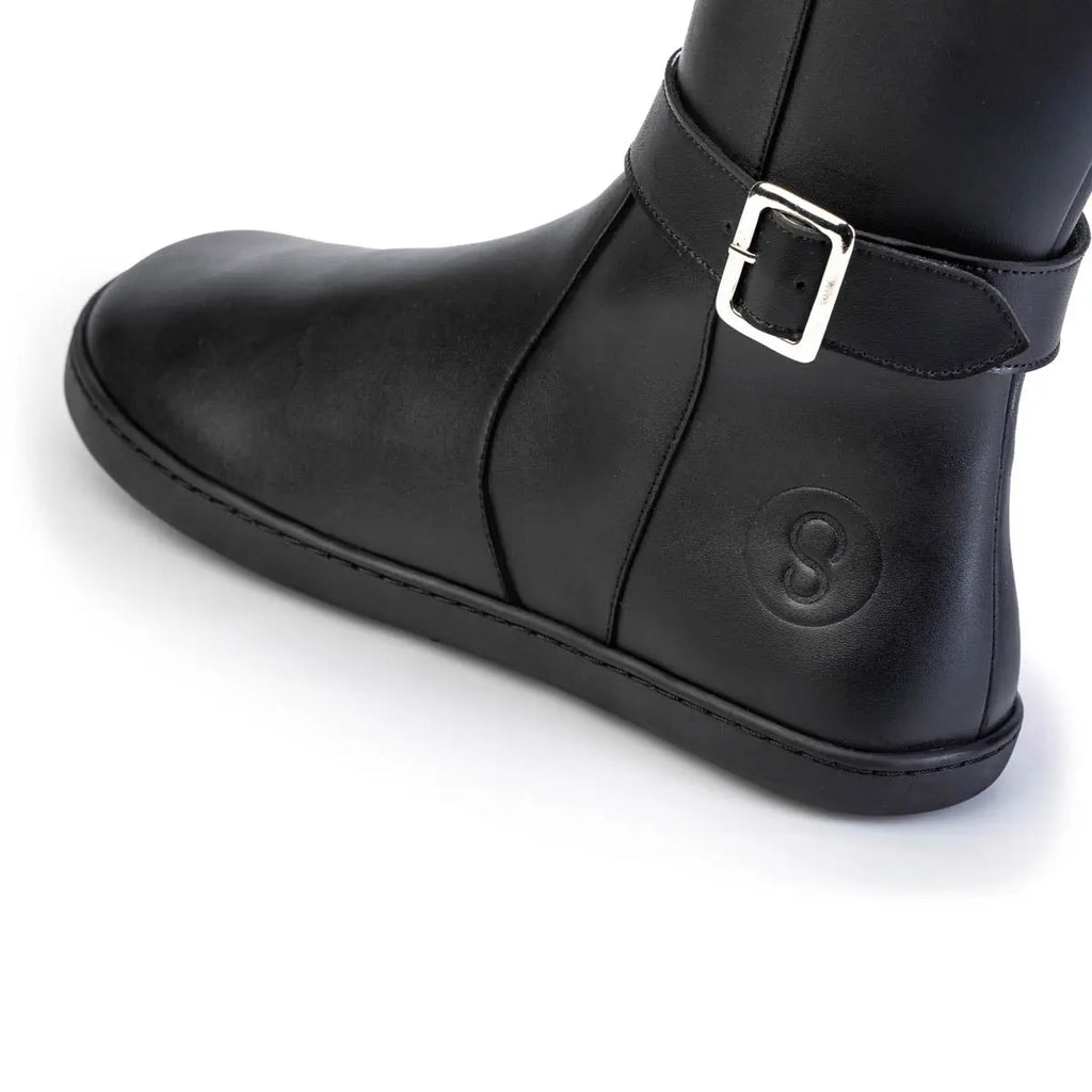 Shapen - Glam Knee Black Leather - Botas altas barefoot