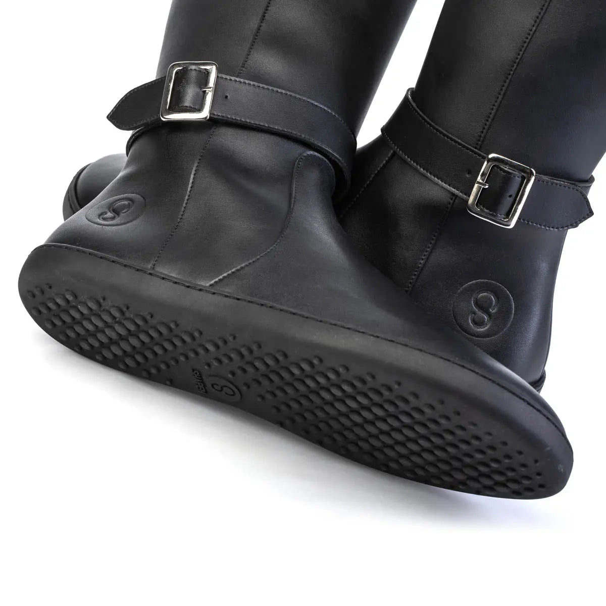 Shapen - Glam Knee Black Leather Vegan - Botas altas barefoot