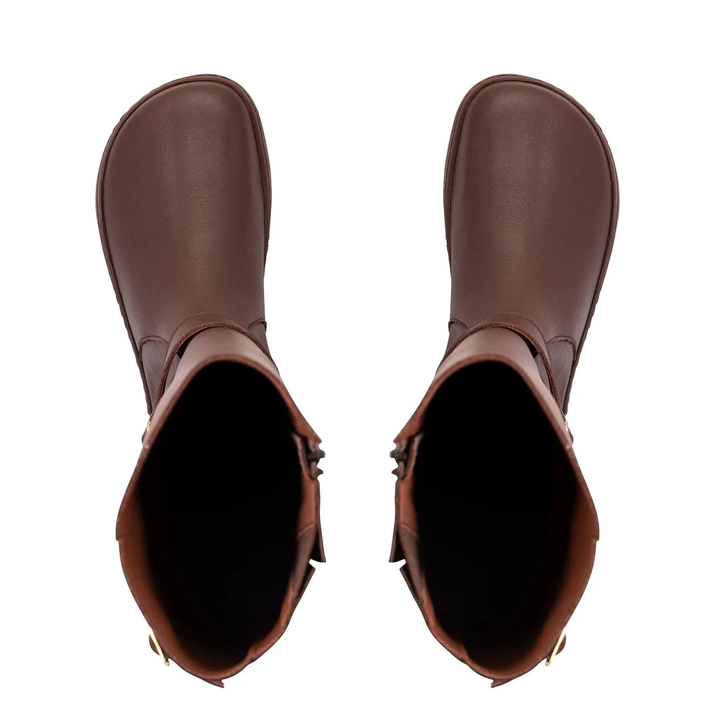 Shapen - Glam Knee Brown Leather - Botas altas barefoot