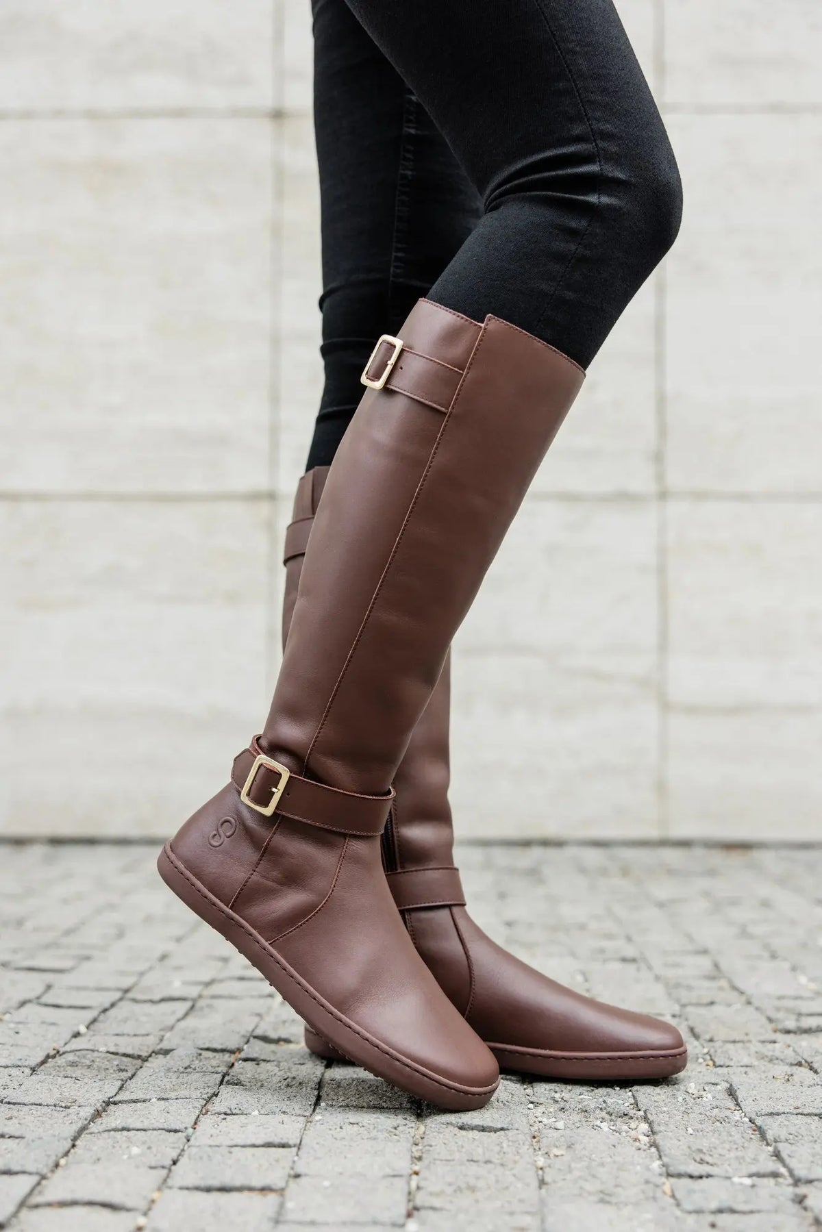 Shapen - Glam Knee Brown Leather - Botas altas barefoot