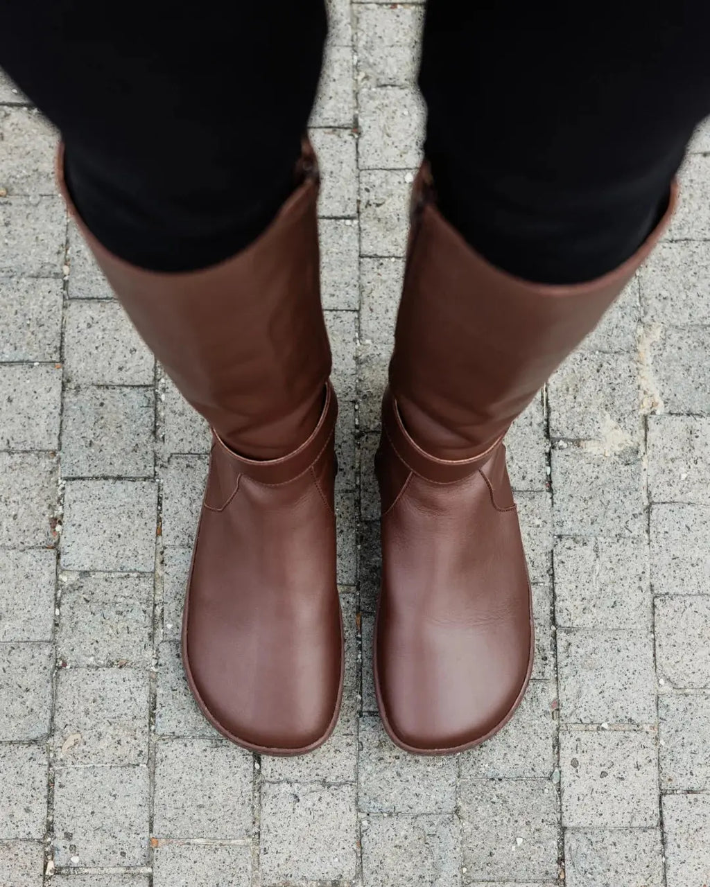 Shapen - Glam Knee Brown Leather - Botas altas barefoot