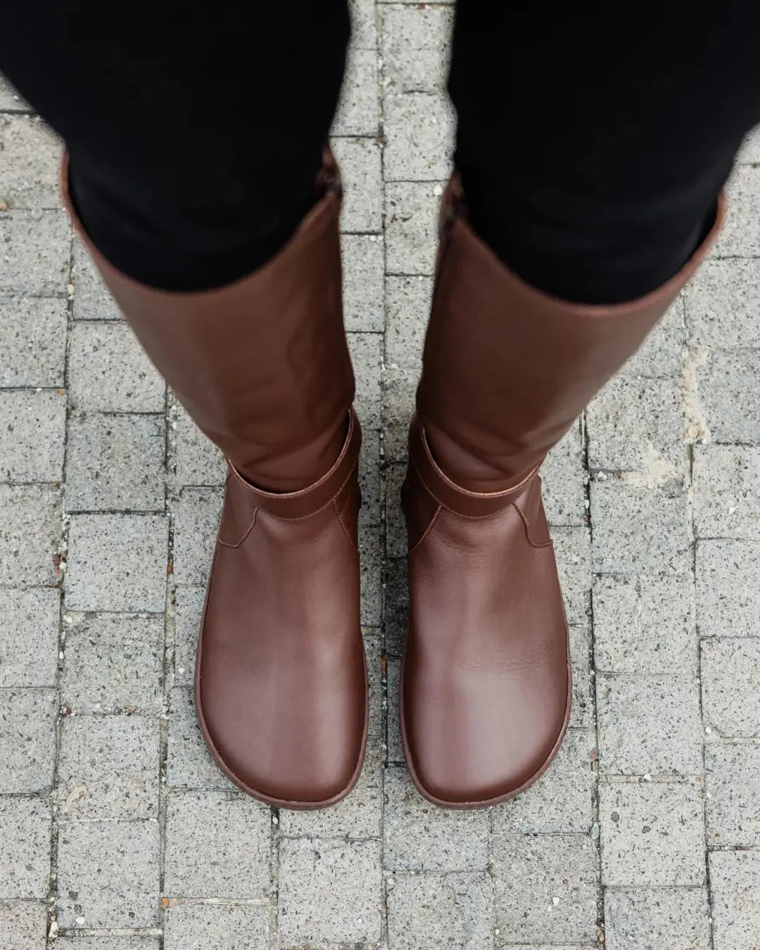 Shapen - Glam Knee Brown Leather - Botas altas barefoot