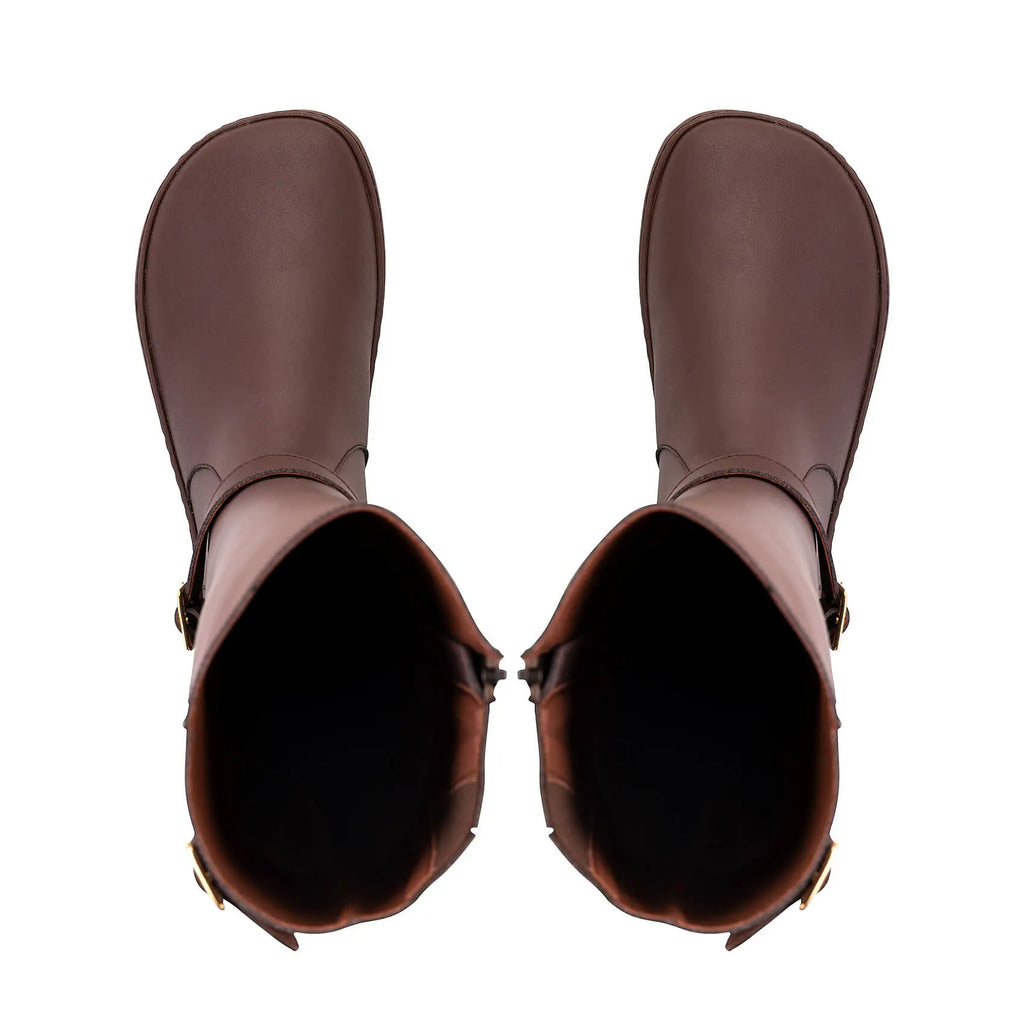 Shapen - Glam Knee Brown Leather Vegan - Botas altas barefoot