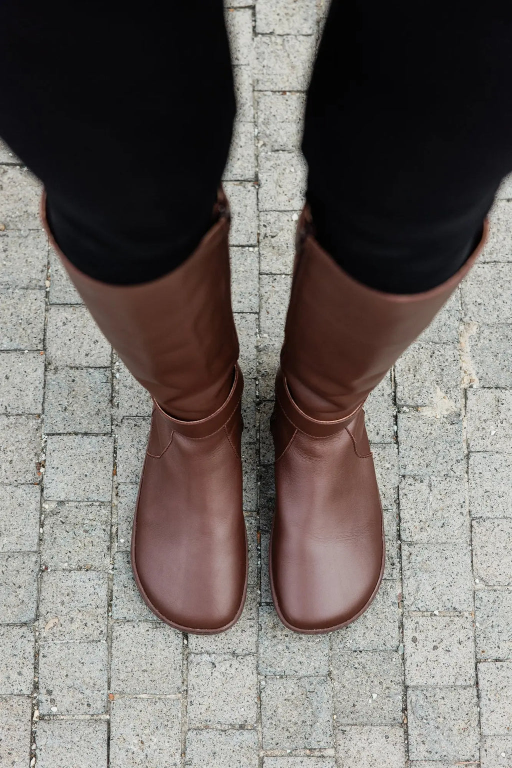 Shapen - Glam Knee Brown Leather Vegan - Botas altas barefoot