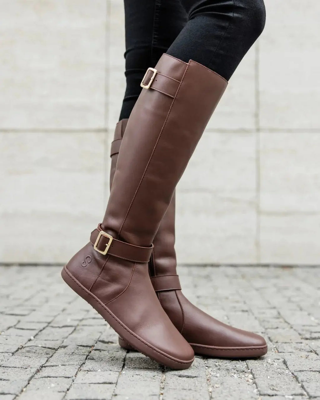 Shapen - Glam Knee Brown Leather Vegan - Botas altas barefoot