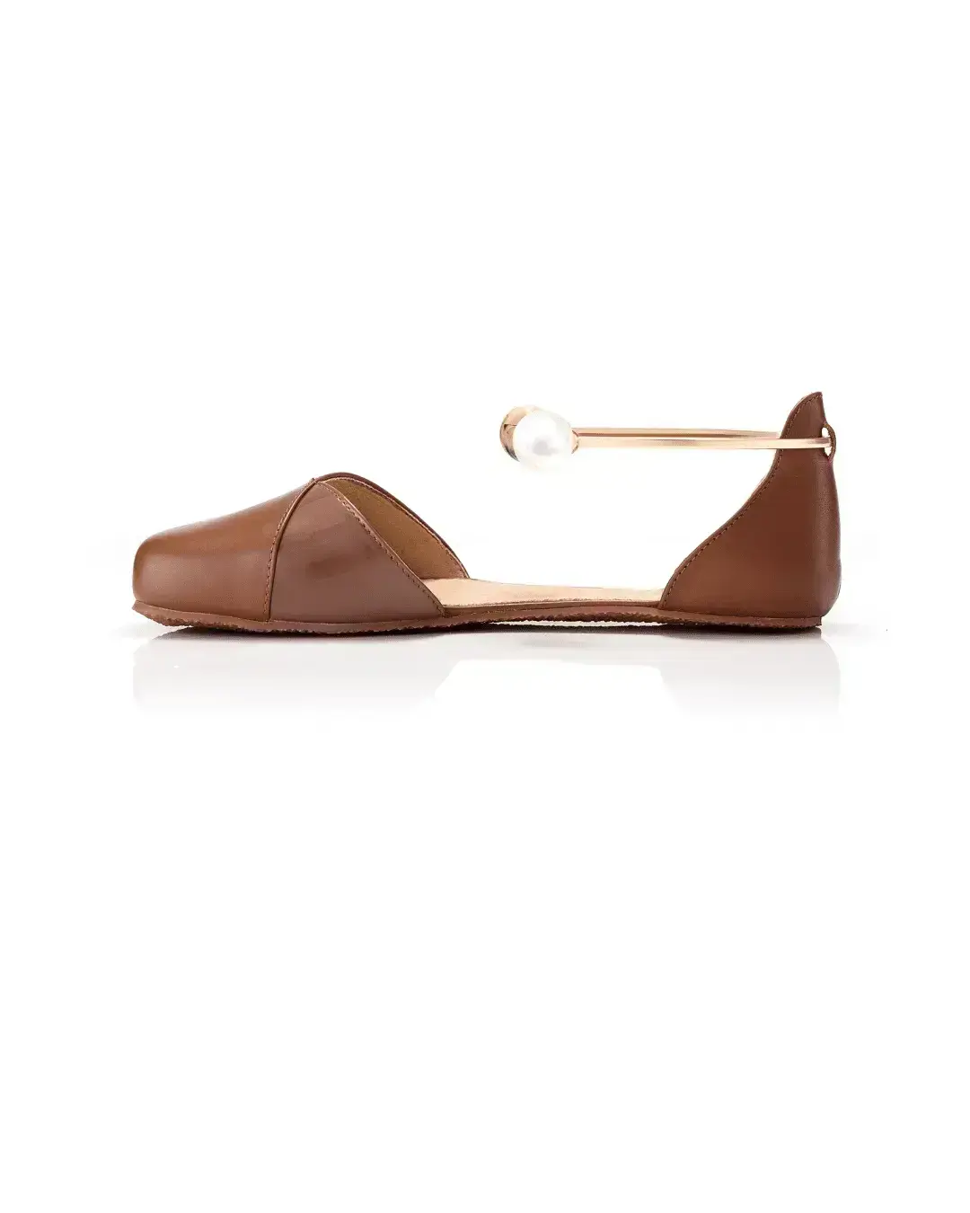 Shapen – Poppy Cognac - Bailarinas abiertas barefoot marrones para mujer