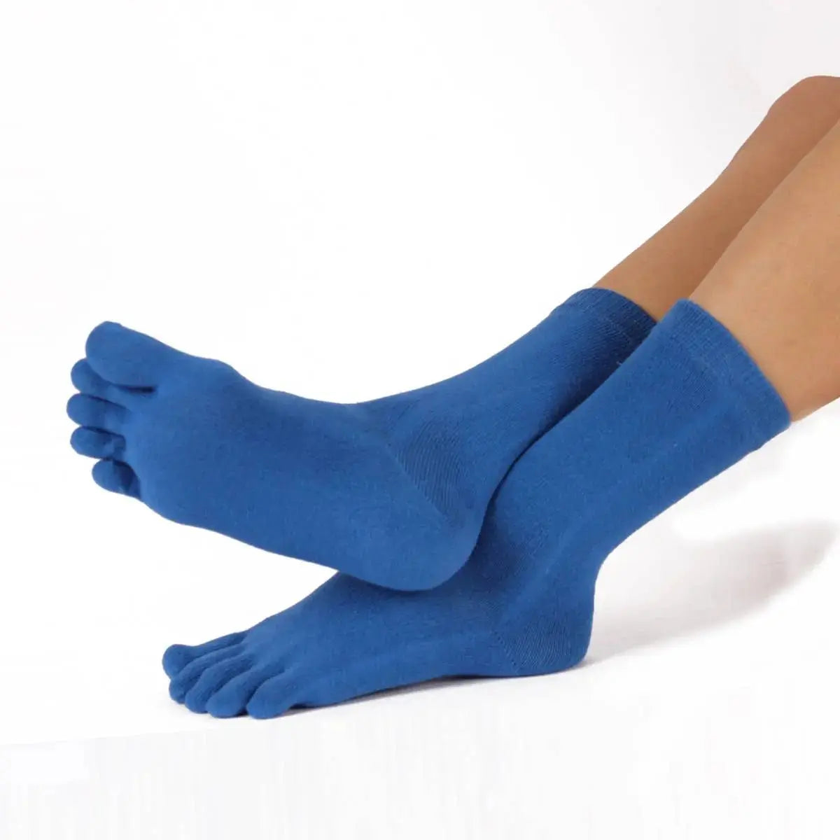 TOETOE - Chaussettes à doigts mi-hautes - Tailles 35-46 - Bleu Moyen