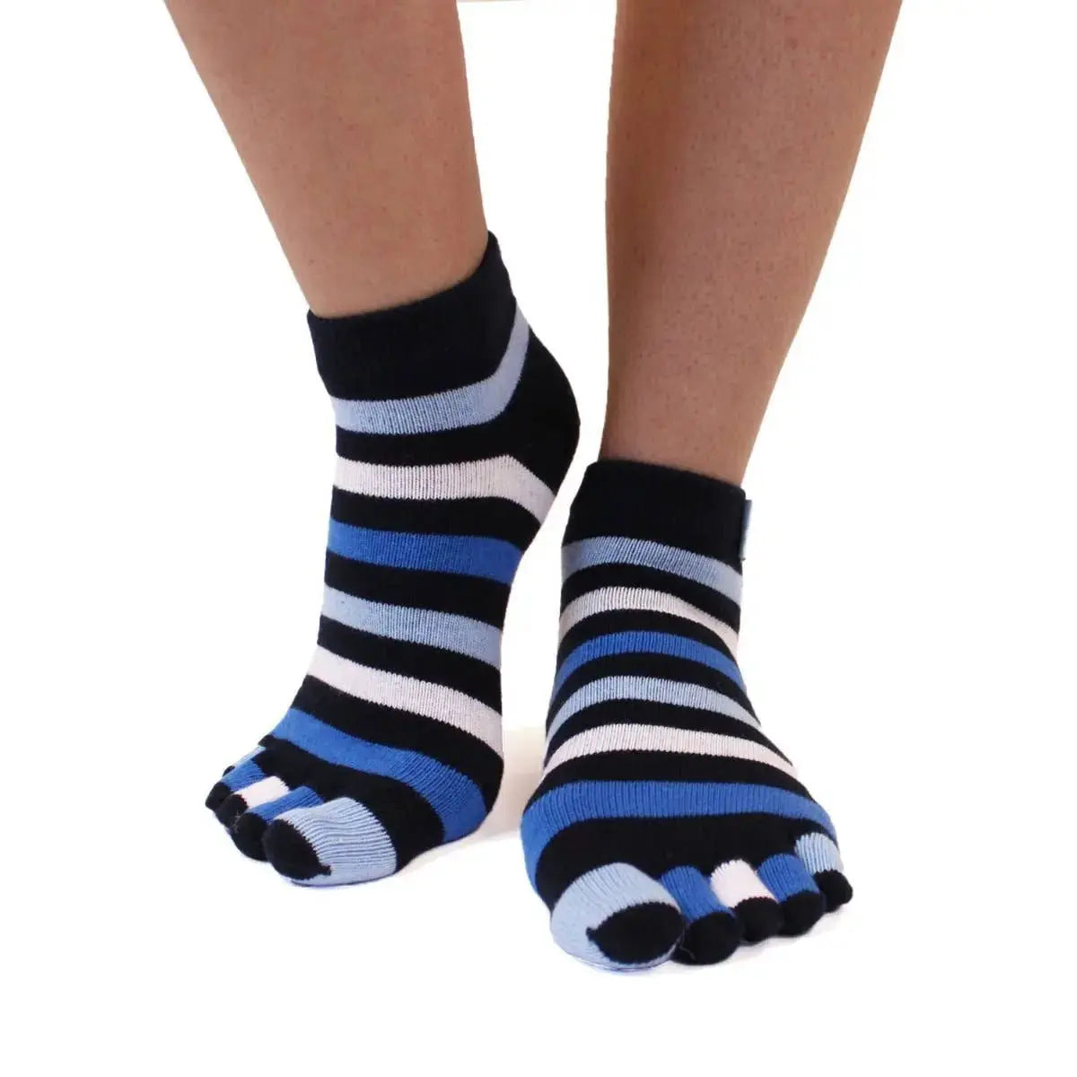 TOETOE - chaussettes courtes à doigts - tailles 35-46 / Denim rayé