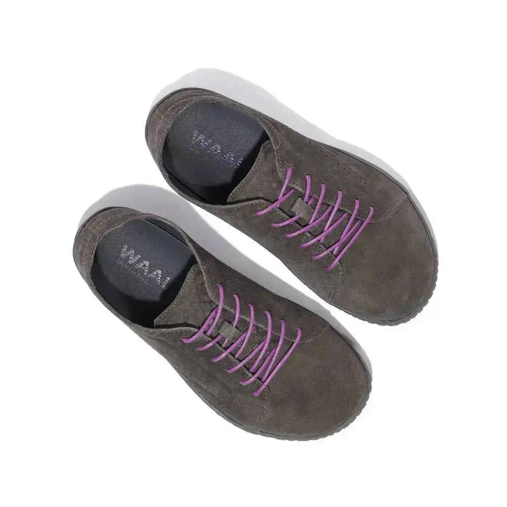 WAALS - Nomad Lady Oil Suede Grey/Purple - Zapato barefoot artesano de piel de serraje