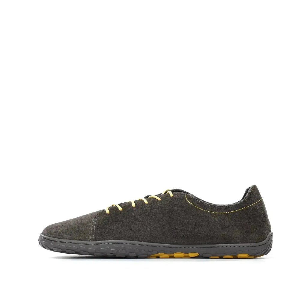 WAALS - Nomad Men Oil Suede Leather Grey/Yellow- Zapato barefoot artesano de piel de serraje