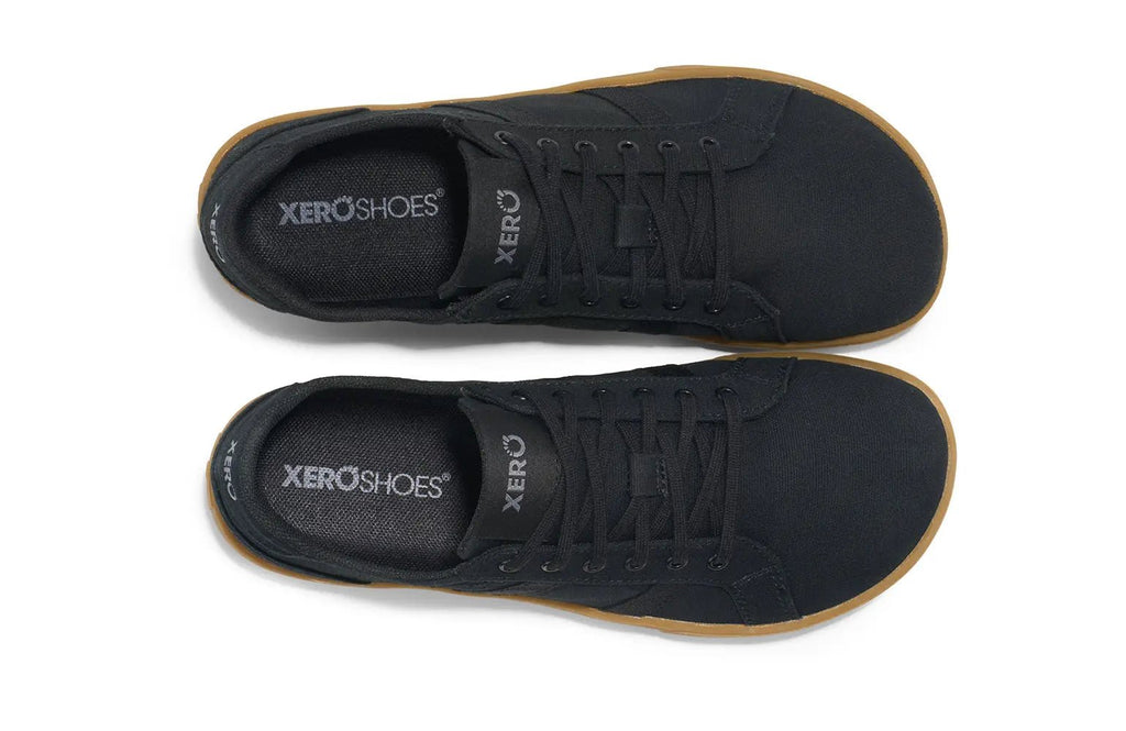 Xero Shoes - Dillon Canvas - Women Black / Gum - Lonetas de cordones barefoot negras para mujer