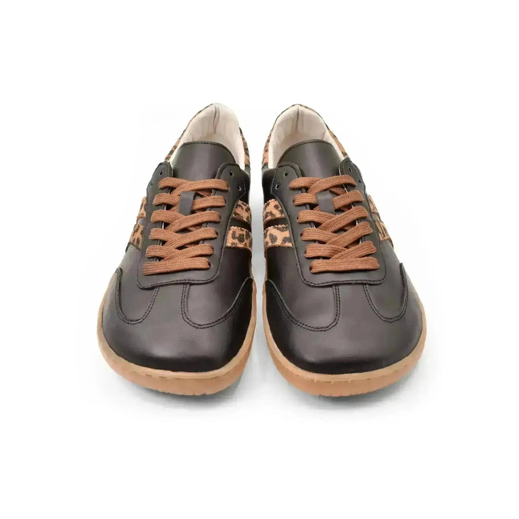 Coqueflex - Black Leopard - Zapatillas barefoot negras con animal print mujer