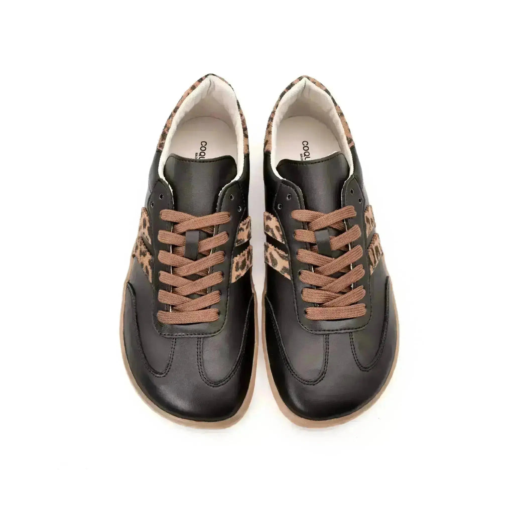 Coqueflex - Black Leopard - Zapatillas barefoot negras con animal print mujer