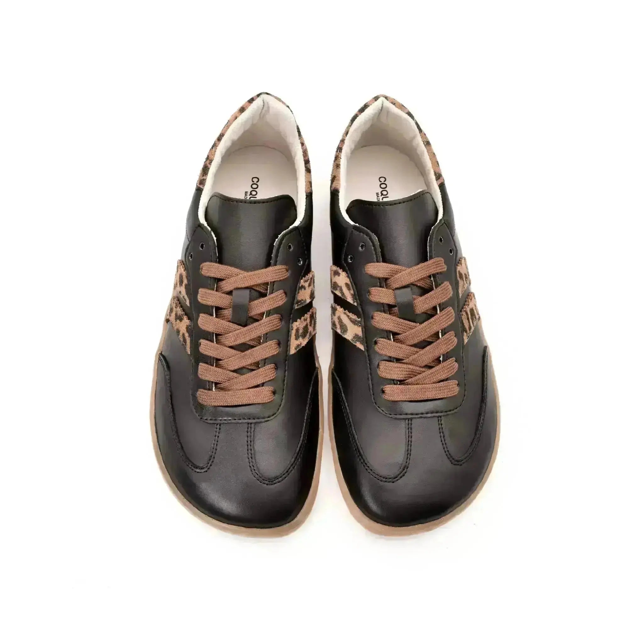 Coqueflex - Black Leopard - Zapatillas barefoot negras con animal print mujer