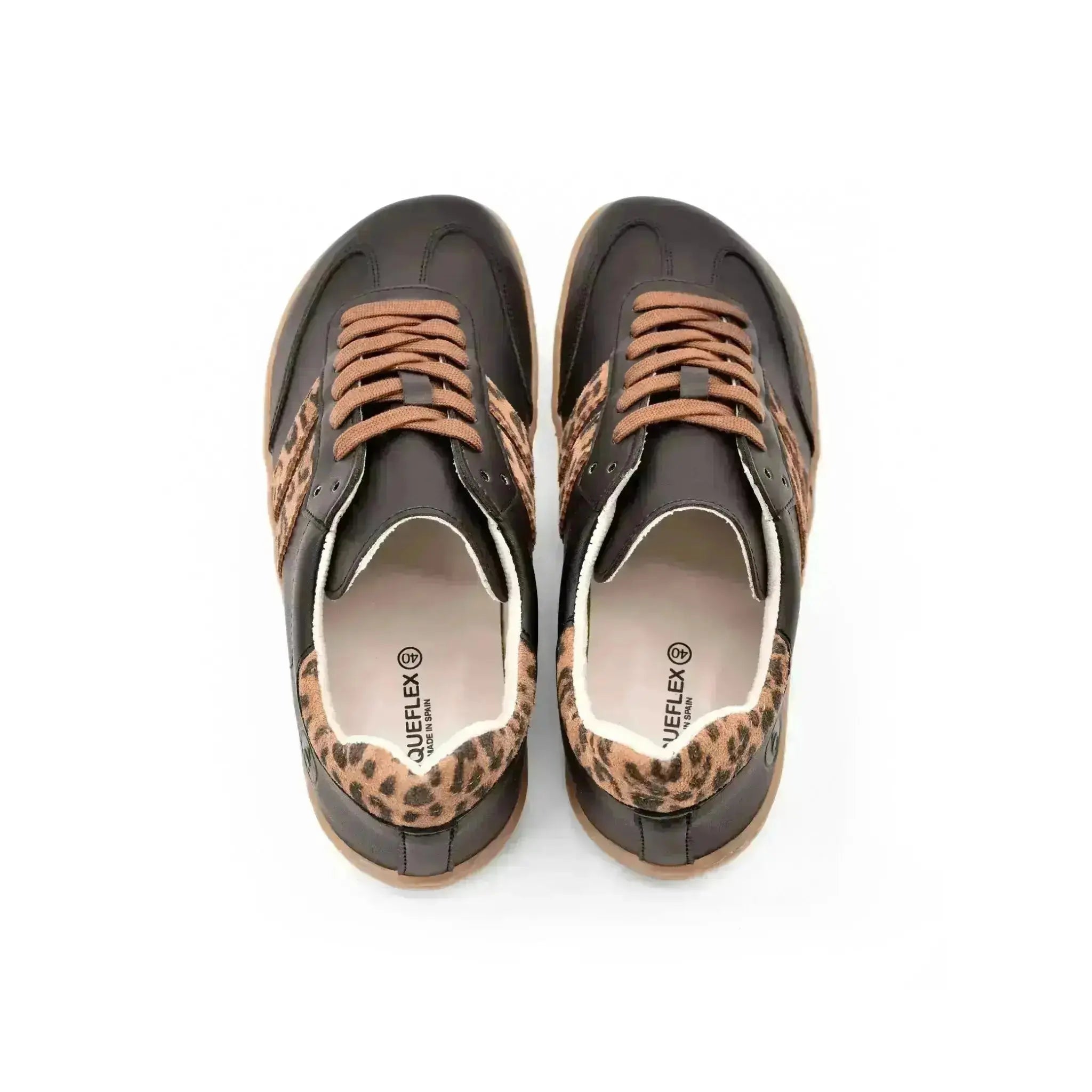 Coqueflex - Black Leopard - Zapatillas barefoot negras con animal print mujer