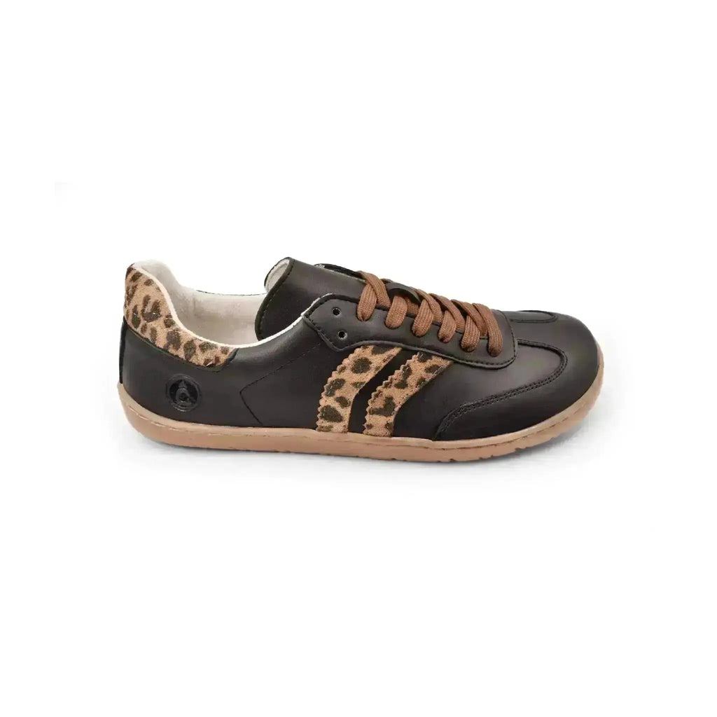 Coqueflex - Black Leopard - Zapatillas barefoot negras con animal print mujer
