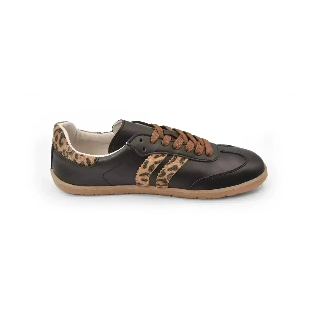 Coqueflex - Black Leopard - Zapatillas barefoot negras con animal print mujer