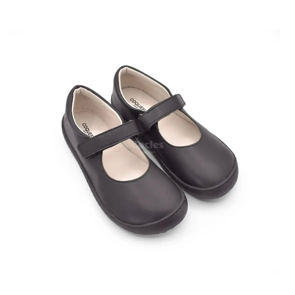 Coqueflex - Iker Negro - Merceditas colegiales barefoot para niña