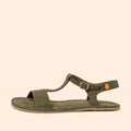 El Naturalista - Satya Kaki - Sandalias barefoot de nobuck verdes para mujer