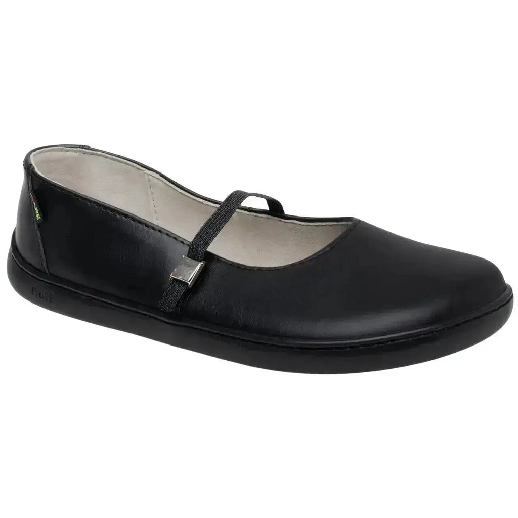 Fare Bare Ballerinas Buckle Black - Bailarinas barefoot de cuero para mujer negras