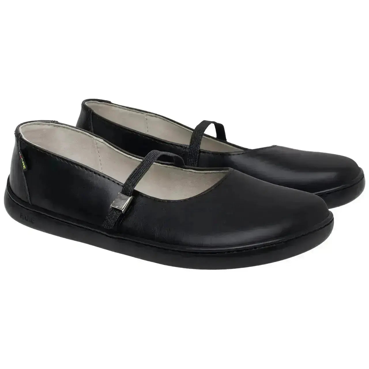 Fare Bare Ballerinas Buckle Black - Bailarinas barefoot de cuero para mujer negras